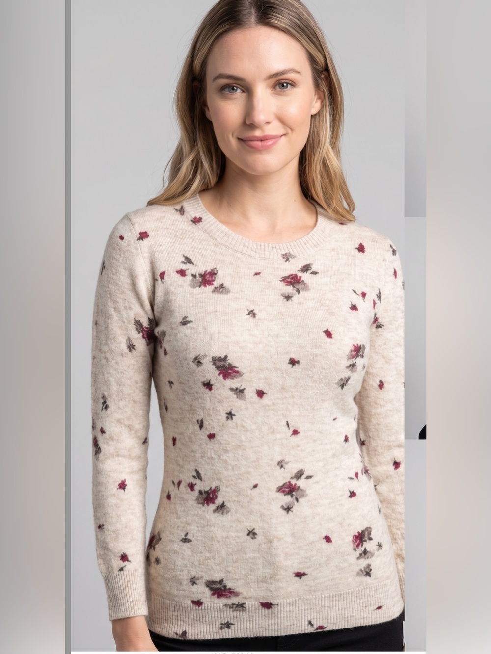 Club Monaco Romantic Floral Crewneck Lightweight Knit Sweater